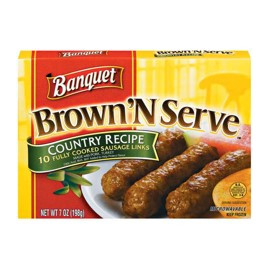 Banquet brown 'n serve COUNTRY RECIPE sausages links 12/6.4oz