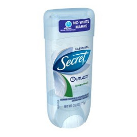 Secret antiperspirant clear gel UNSCENTED 6/2.7oz