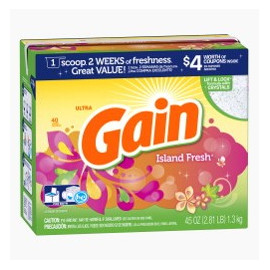 Gain powder detergent ISLAND FRESH 4/45oz