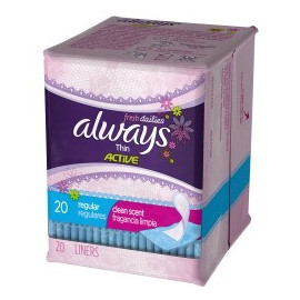 Always pantiliners thin active REGULAR (ind. wrapped) 24/20ct