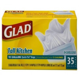 Glad tall kitchen bag QUICK TIE (13gallon) 12/35ct